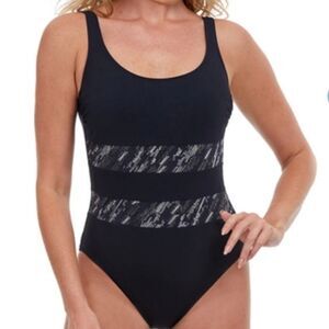 Gottex Women's Black & Silver Danseuse Square Neck One One-Piece Swimsui…